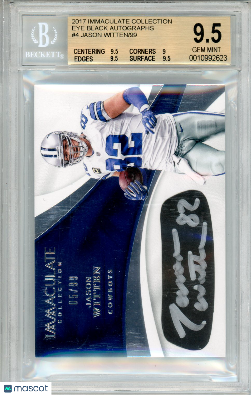 2017 Immaculate Collection Eye Black Autographs Jason Witten /99 #4 BGS 9.5
