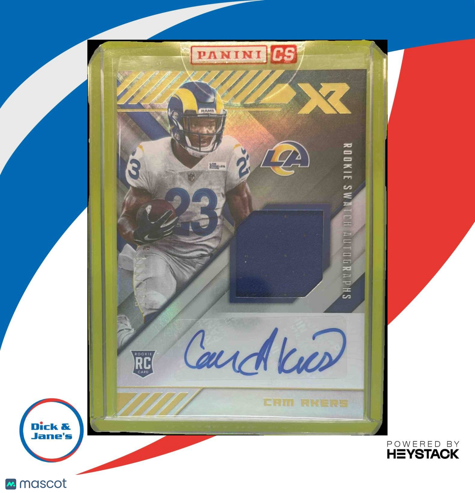 2020 Panini XR Cam Akers Rookie Swatch Auto /199 #RSA-CA RC Los Angeles Rams