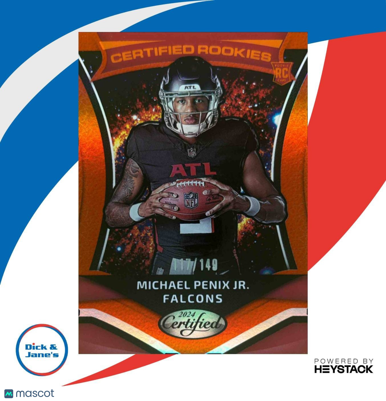 2024 Certified Michael Penix Jr Rookies Orange Mirror /149 #9 RC Atlanta Falcons