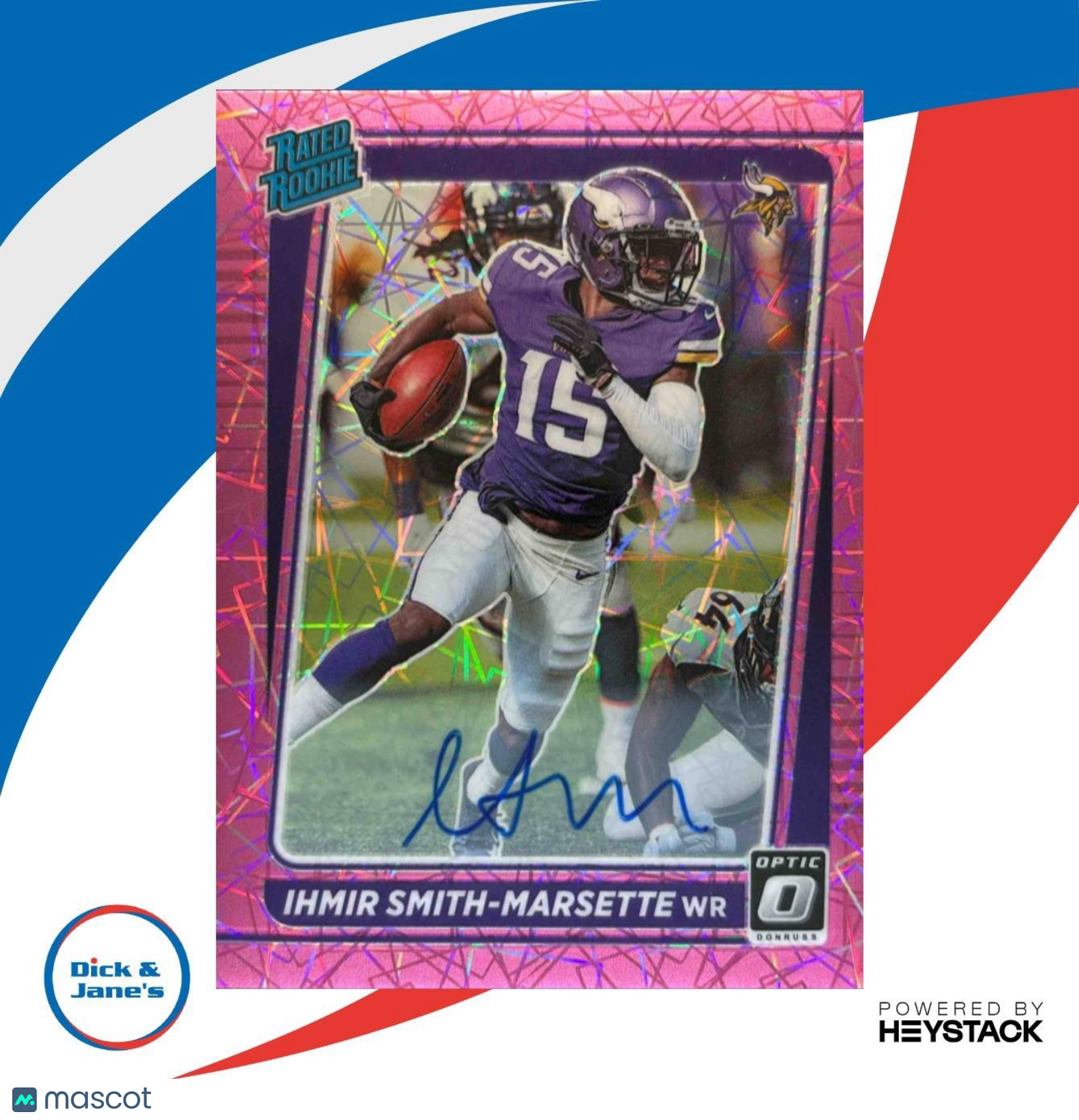 2021 Donruss Optic Ihmir Smith-Marsette Auto Pink Velocity /50 #241 RC Vikings