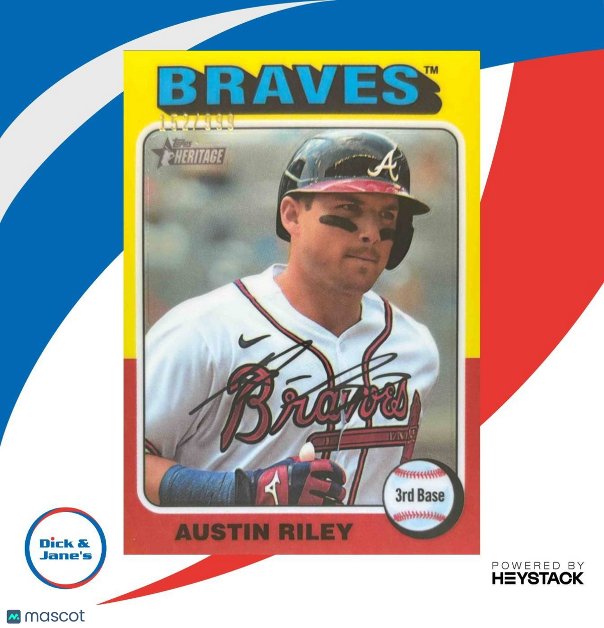 2024 Topps Heritage Austin Riley Chrome 152/999 #431 Atlanta Braves