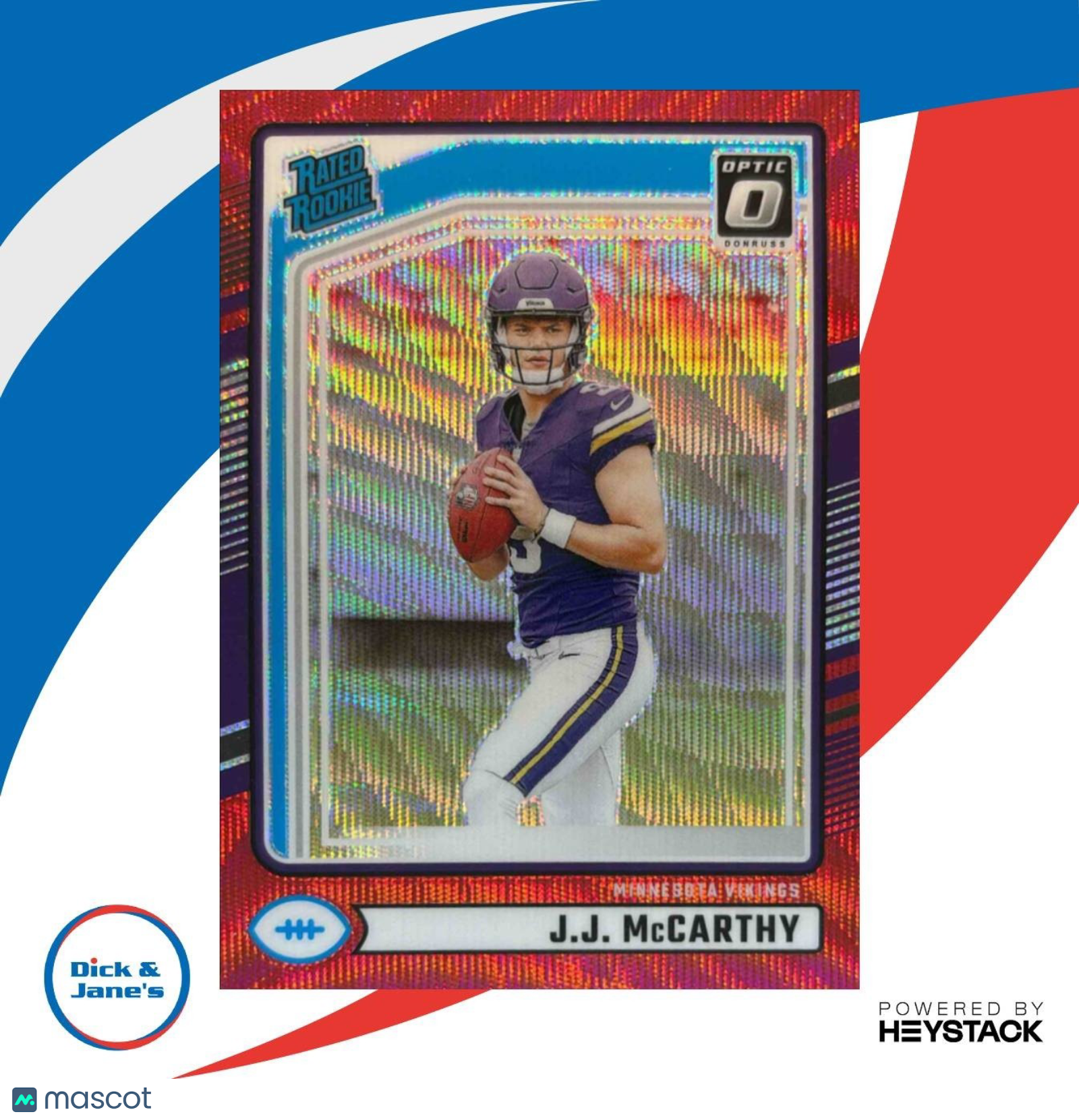 2024 Donruss J.J. McCarthy Optic Rated Rookie Preview Red Wave #303 Vikings