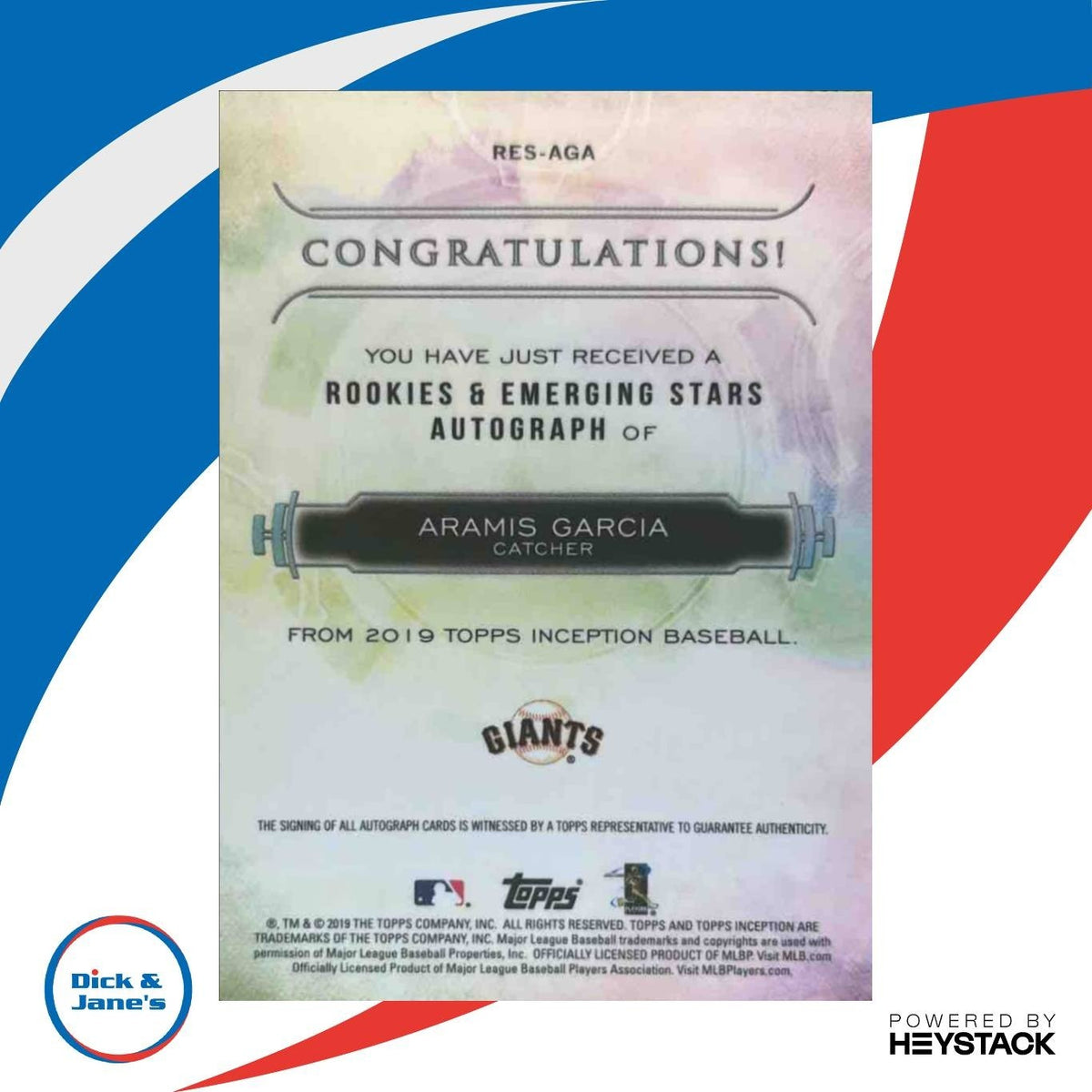 2019 Topps Inception Aramis Garcia Auto 194/250 #RES-AGA RC San Francisco Giants