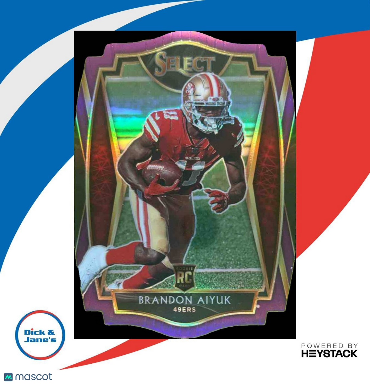 2020 Panini Select Brandon Aiyuk Purple Prizm Die Cut #166 RC Premier 49ers