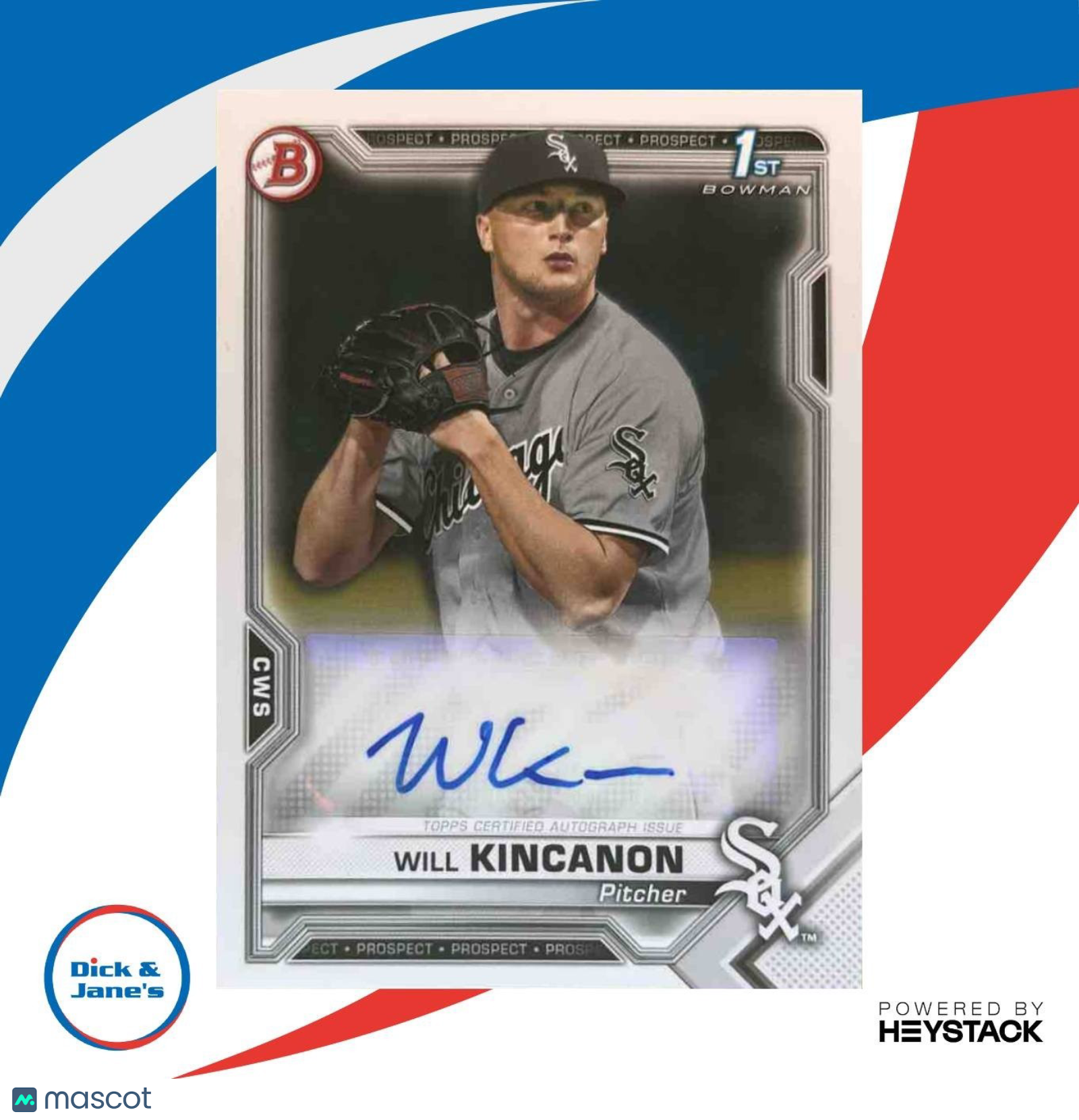 2021 Bowman Will Kincanon Auto #PAPR-WK 1st Prospect Chicago White Sox