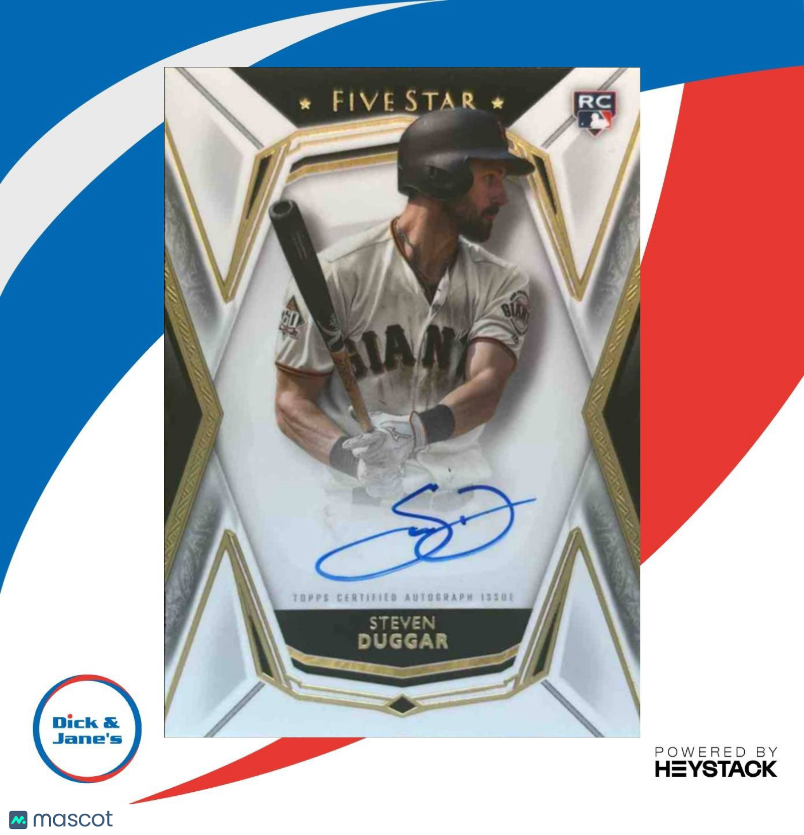 2019 Topps Five Star Steven Duggar #FSA-SD RC Auto San Francisco Giants