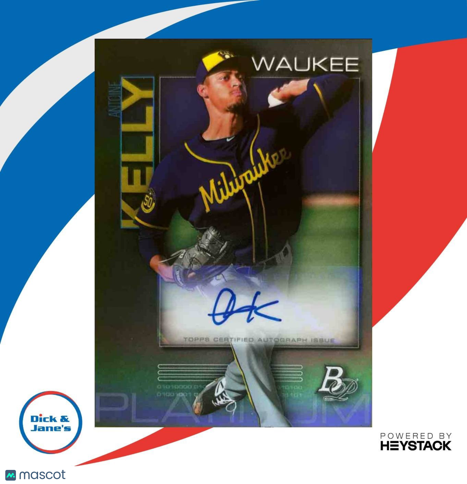 2020 Bowman Platinum Antoine Kelly Top Prospect Auto #TOP-45 Milwaukee Brewers