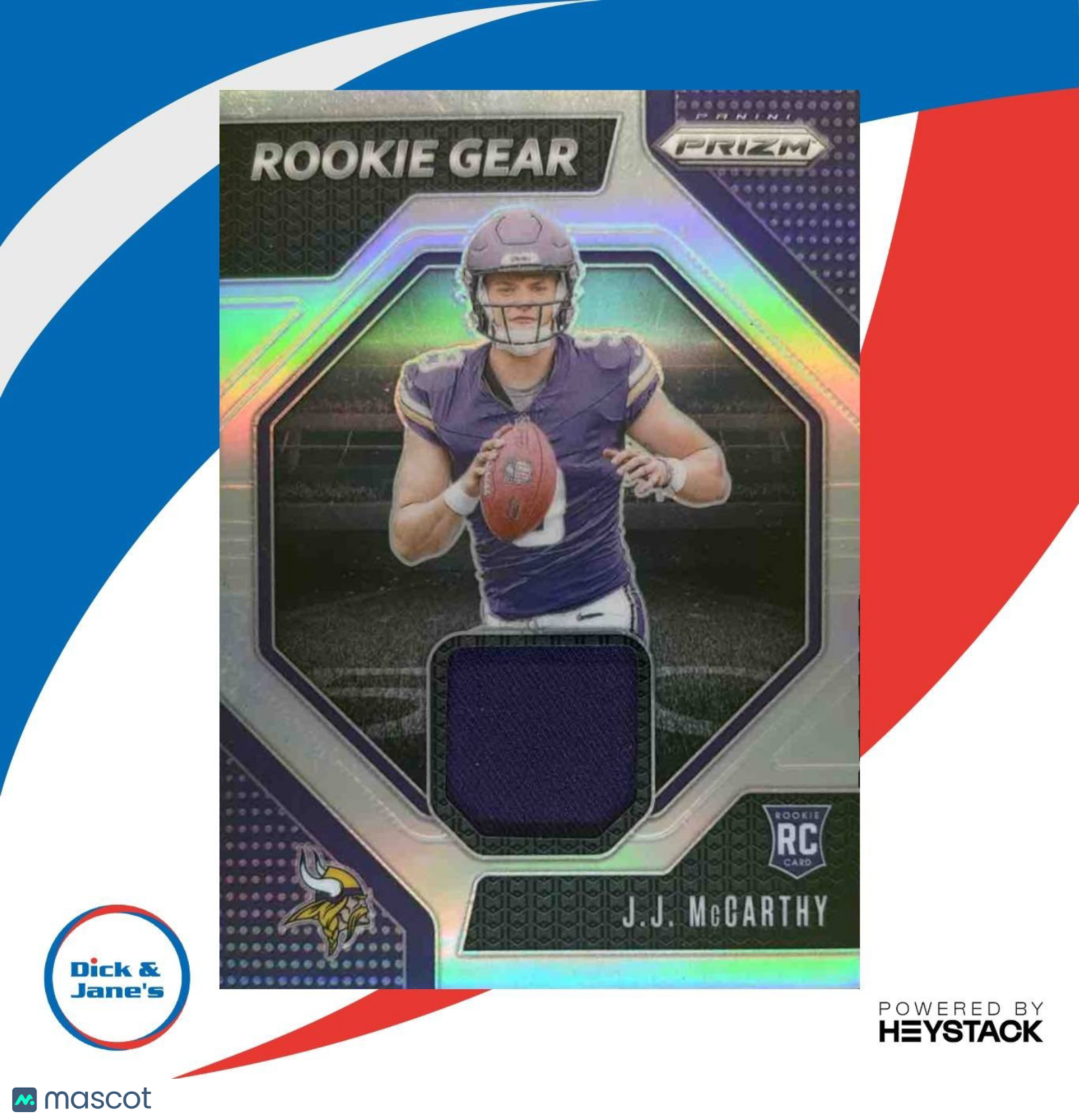 2024 Panini Prizm J.J. McCarthy Rookie Gear #RG-JJM MEM RC Minnesota Vikings