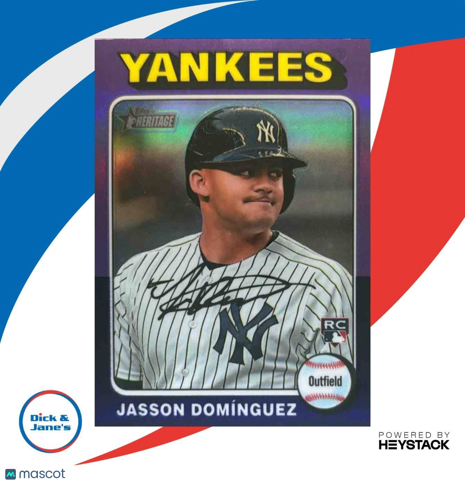 2024 Topps Heritage Jasson Dominguez Chrome Purple Refractor #399 RC Yankees