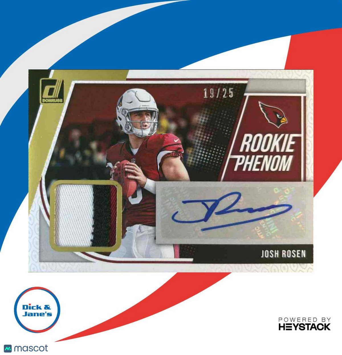 2018 Donruss Josh Rosen Rookie Phenom Jersey Auto Prime /25 #2 RC Cardinals