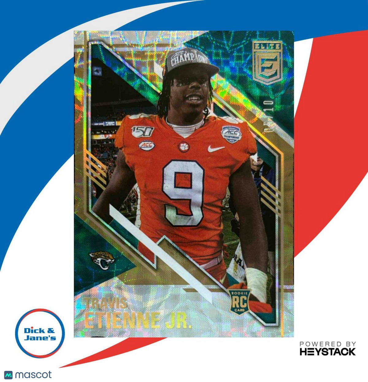 2021 Donruss Elite Travis Etienne Jr. Gold 5/10 #191 RC Jacksonville Jaguars