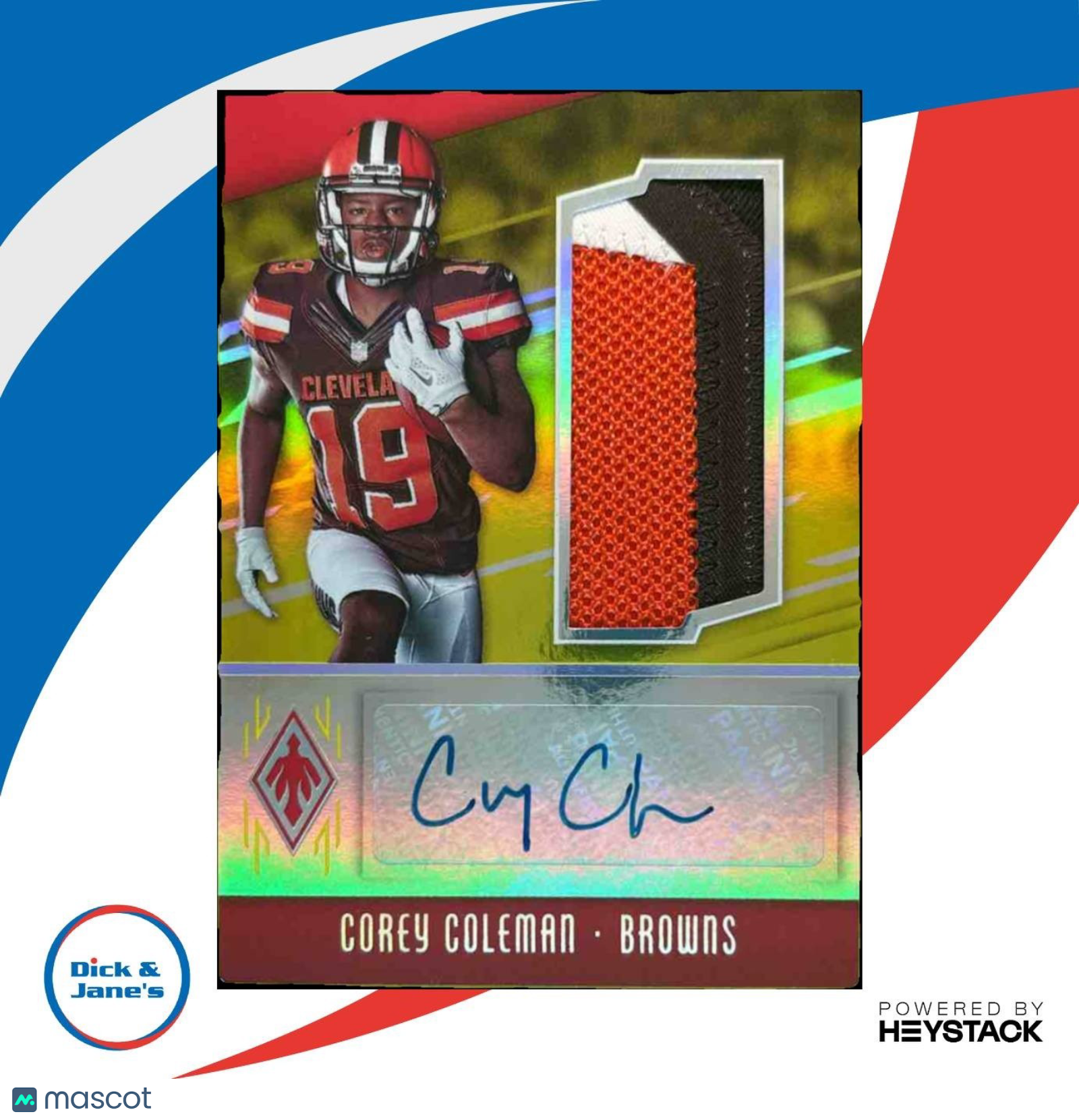 2016 Phoenix Corey Coleman RPS Rookie Jumbo Auto Patch Yellow /25 RC Browns