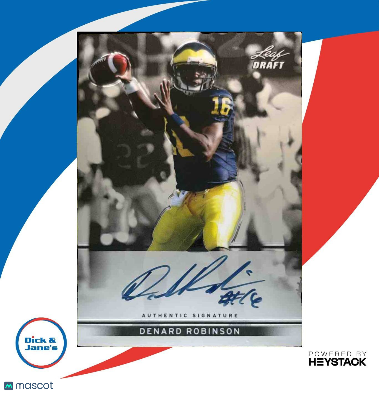 2013 Leaf Draft Denard Robinson Auto #BA-DR1 RC Michigan Wolverines