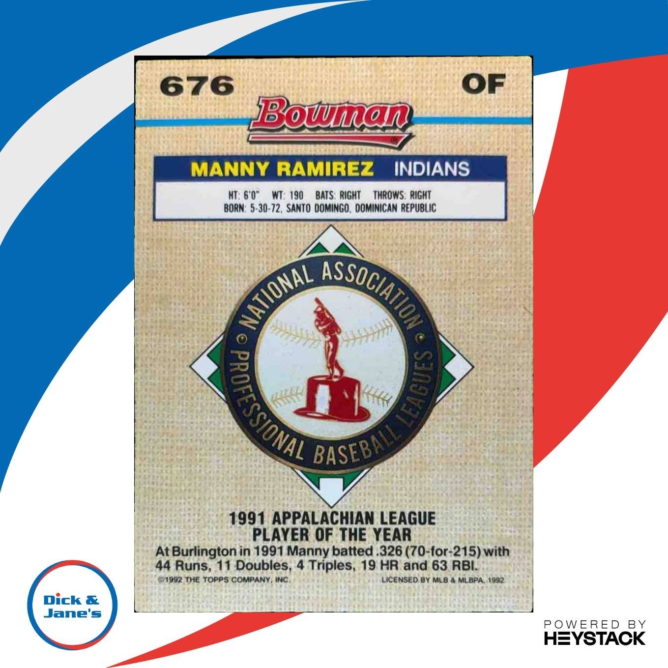 1992 Bowman Manny Ramirez #676 RC