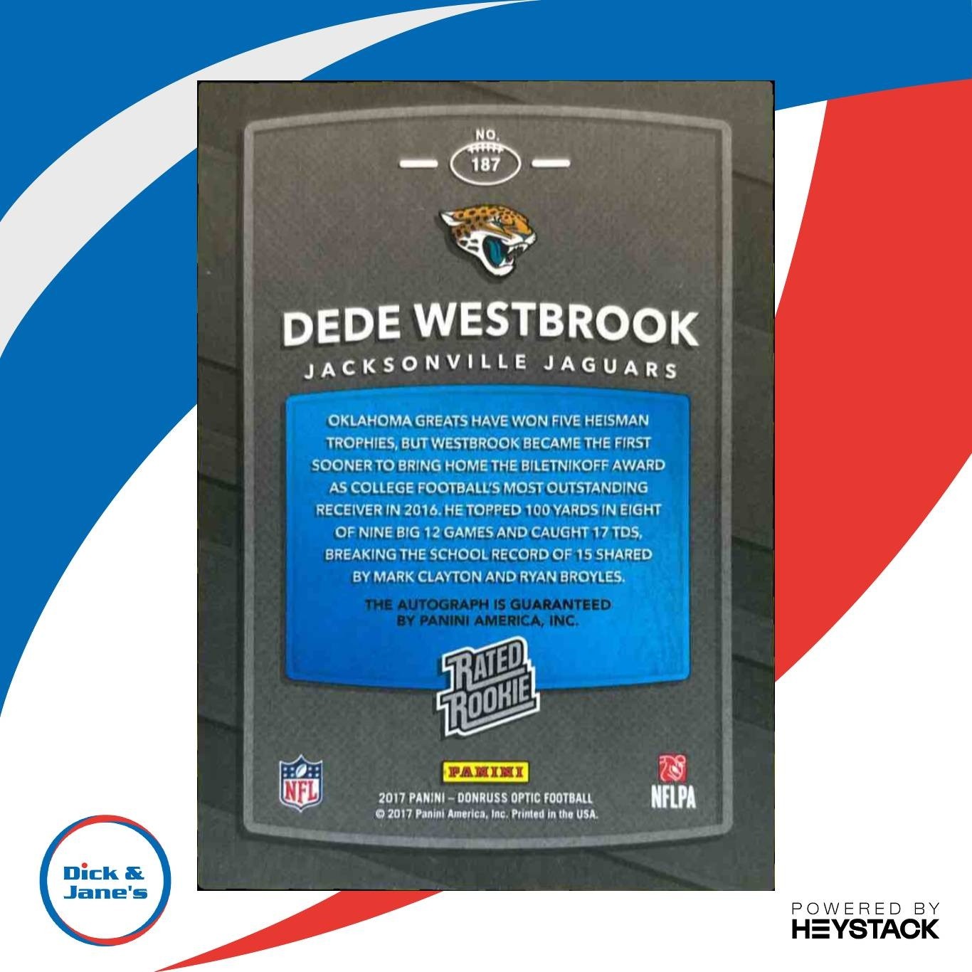 2017 Panini Donruss Optic Dede Westbrook Auto Bronze #187 RC Jaguars