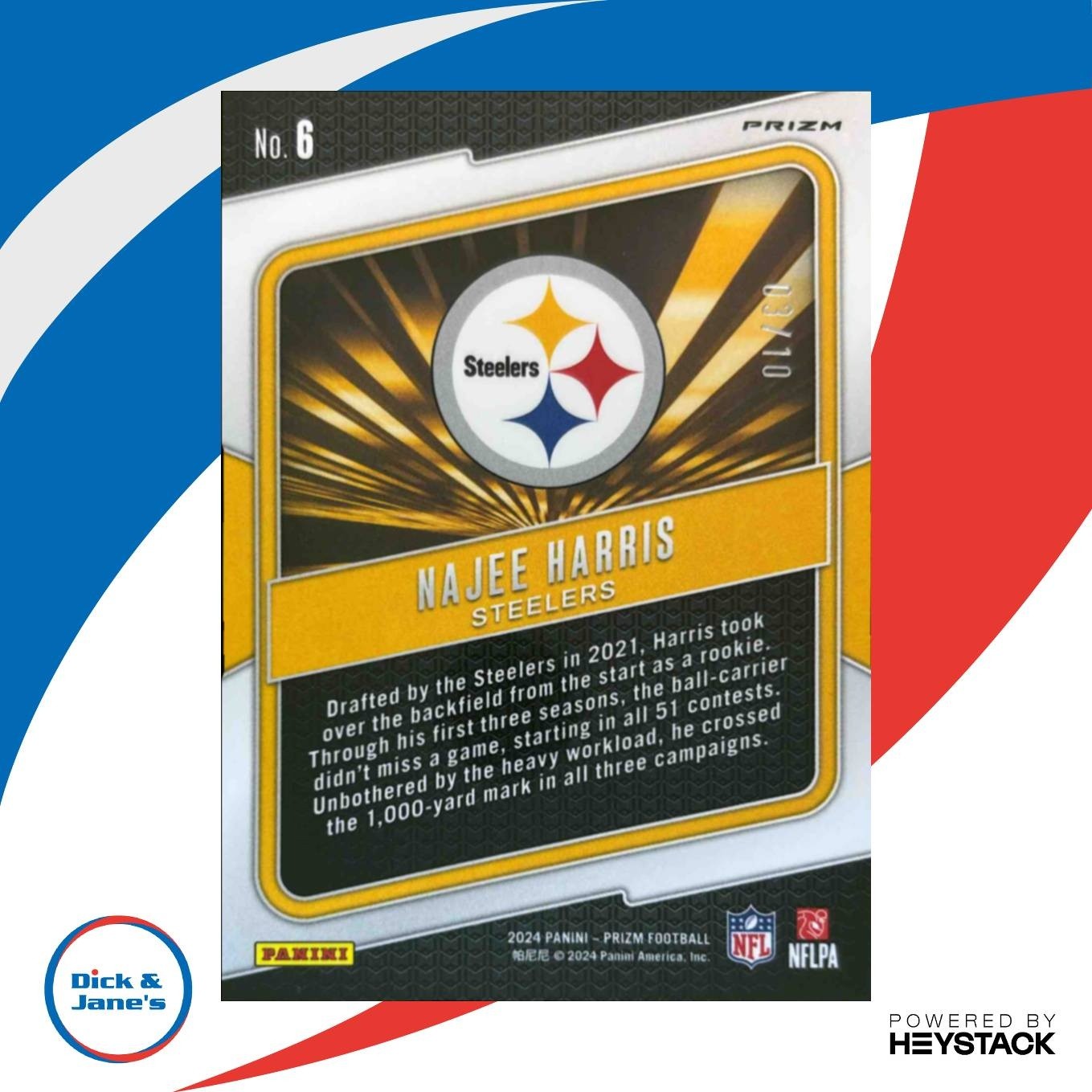 2024 Panini Prizm Najee Harris Hype Gold 1/10 #6 Pittsburgh Steelers