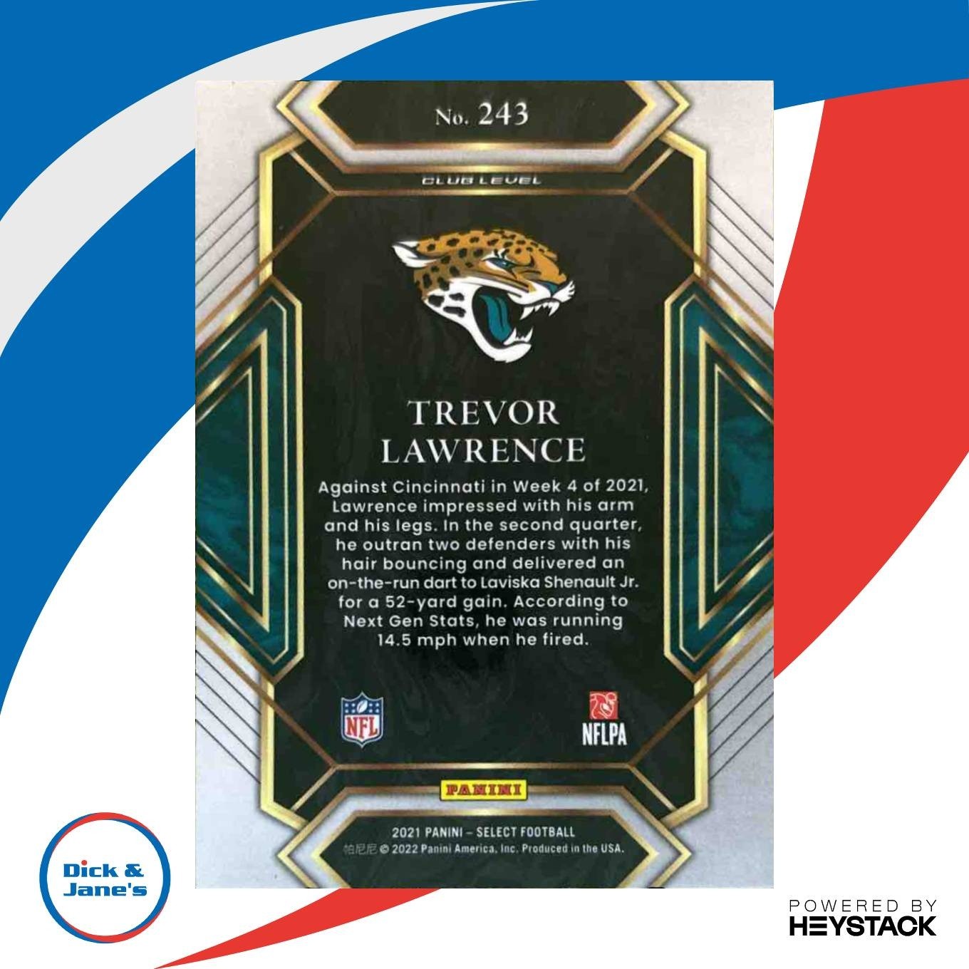 2021 Panini Select Trevor Lawrence #243 Club RC Jacksonville Jaguars