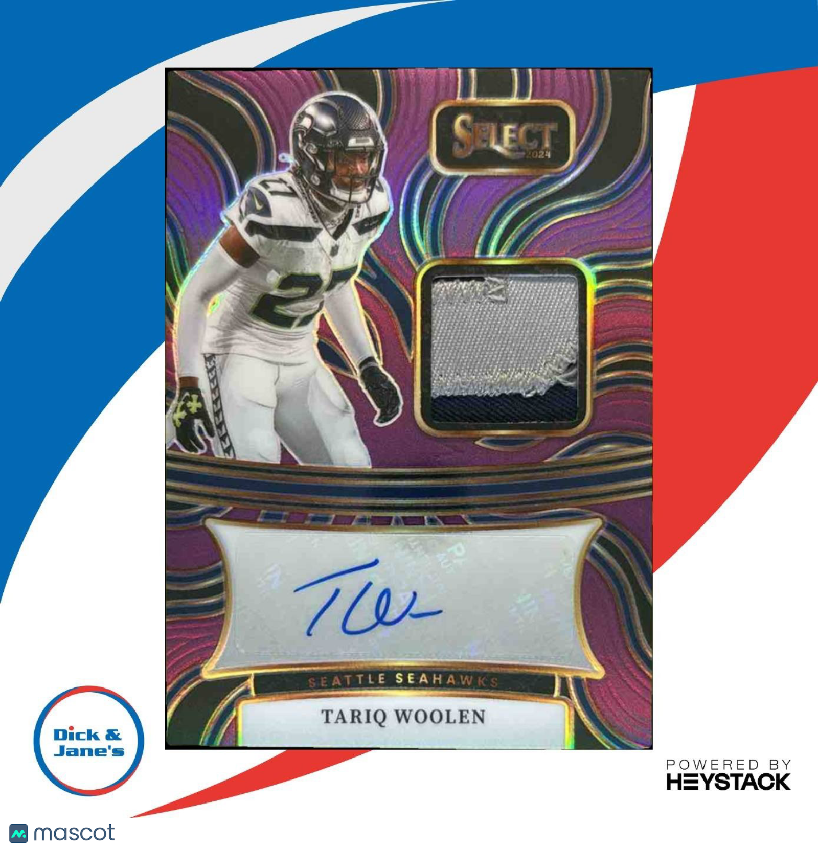 2024 Panini Select Tariq Woolen Signature Patch Purple /49 Seahawks