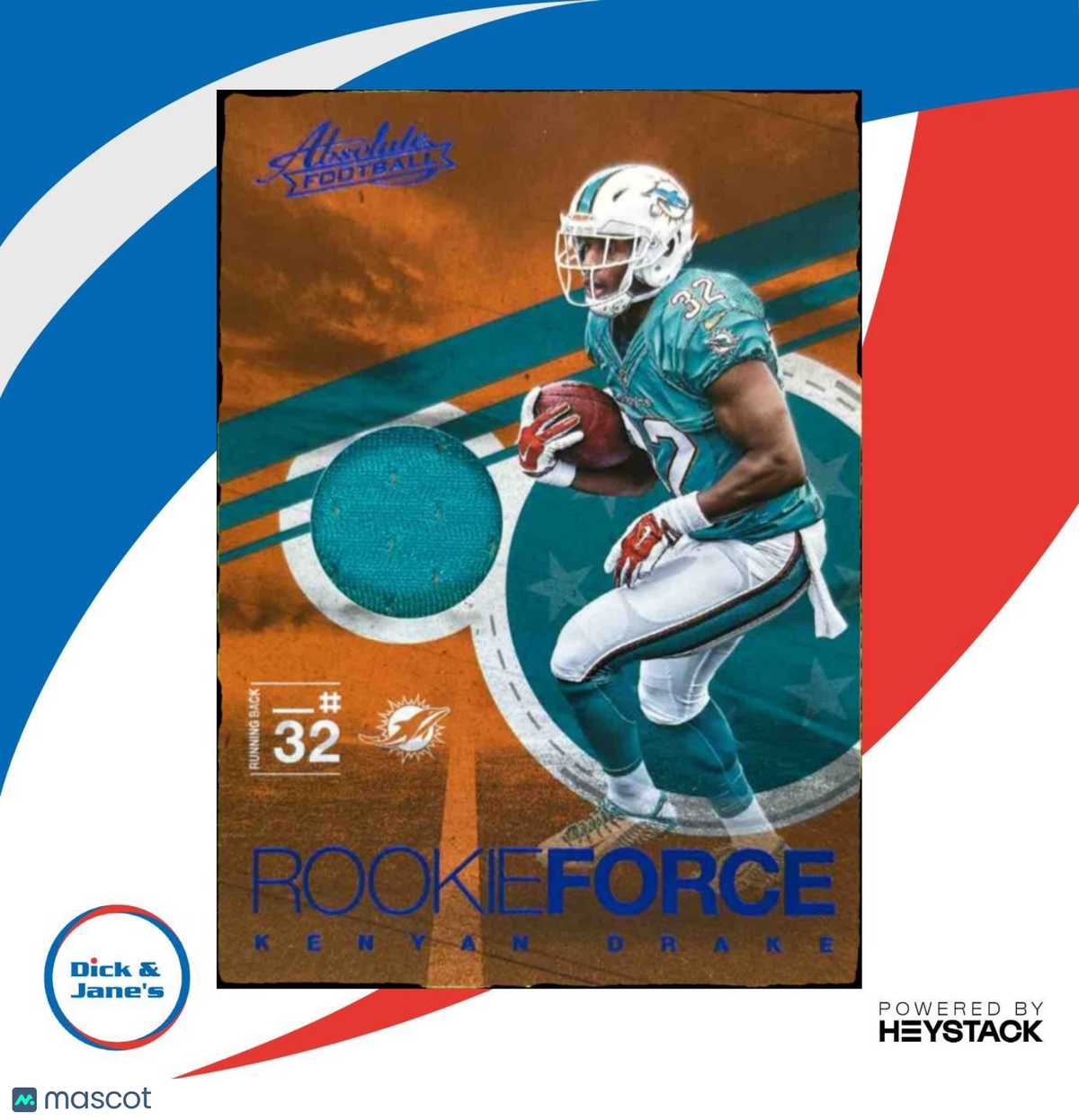 2016 Panini Absolute Kenyan Drake Rookie Force Materials Blue #25 RC Dolphins
