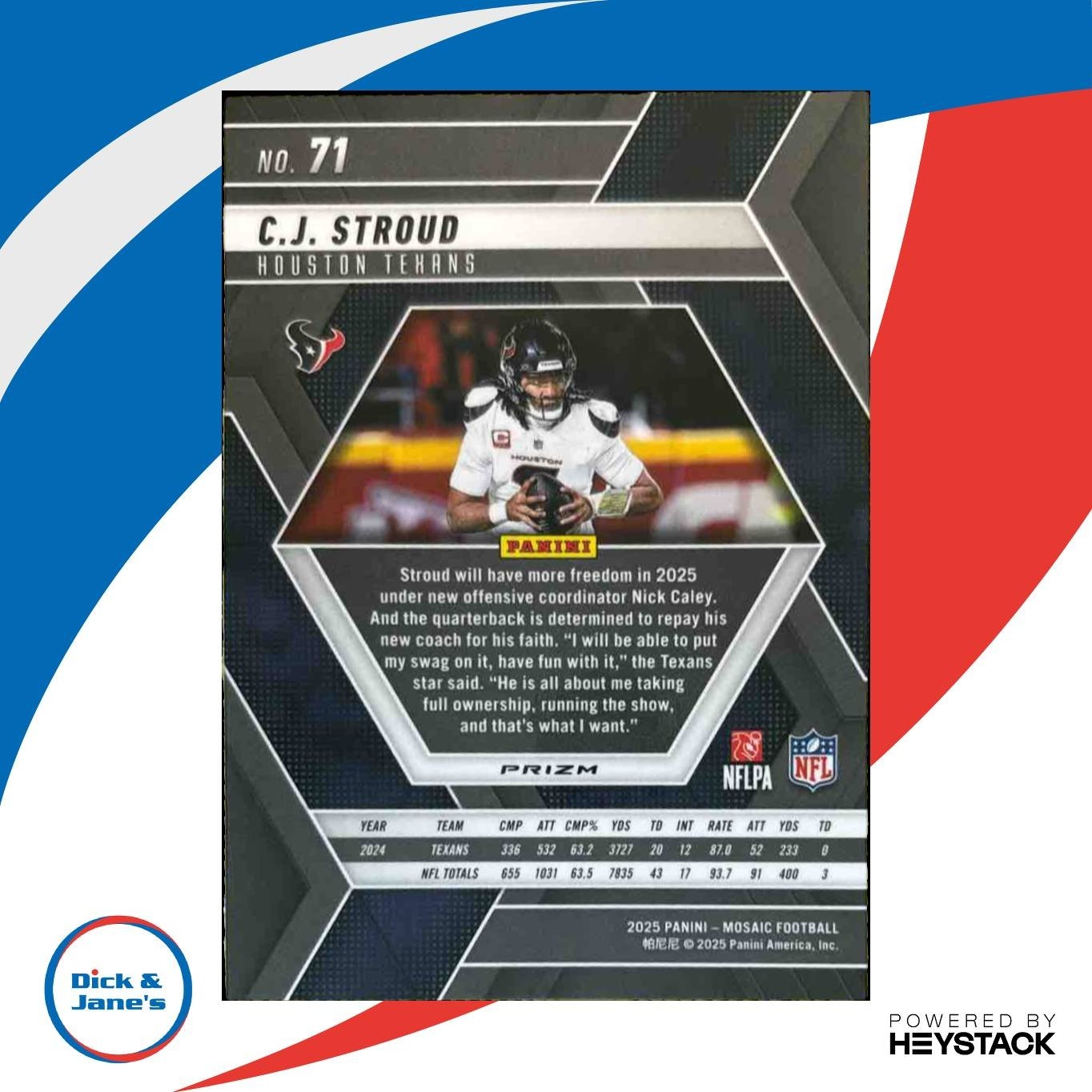 2025 Panini Mosaic C.J. Stroud Genesis Prizm #71 Houston Texans