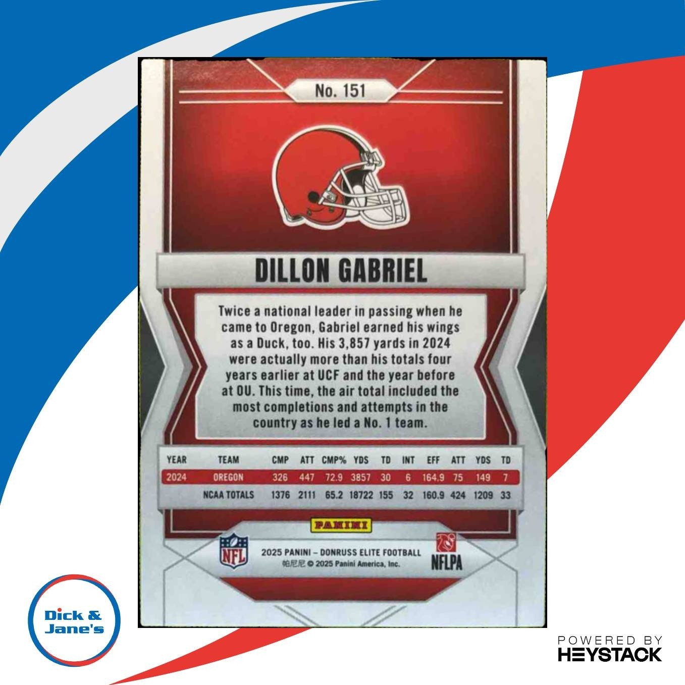 2025 Donruss Elite Dillon Gabriel Rookies Bronze 5/35 #151 RC Cleveland Browns