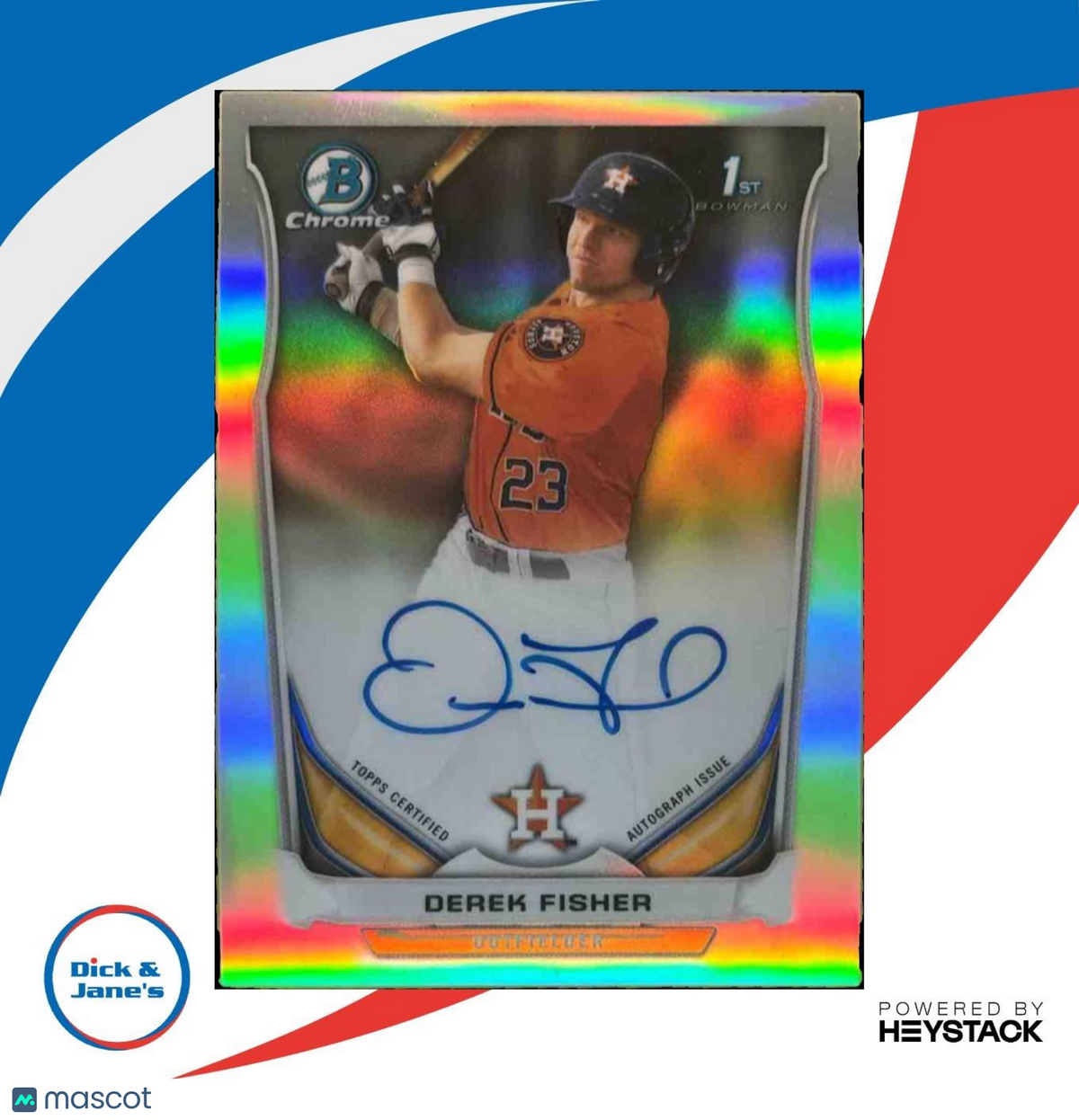 2014 Bowman Draft Derek Fisher Chrome Pick Auto Refractor #BCA-DF Houston Astros