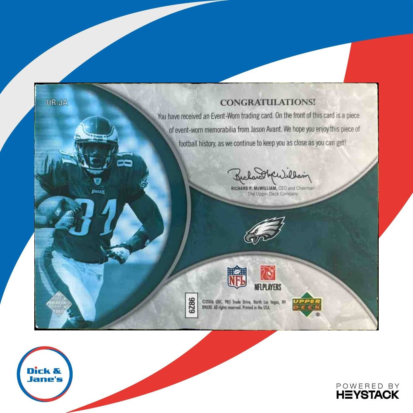 2006 Upper Deck Ultimate Collection Jason Avant Rookie Jerseys /40 RC Eagles