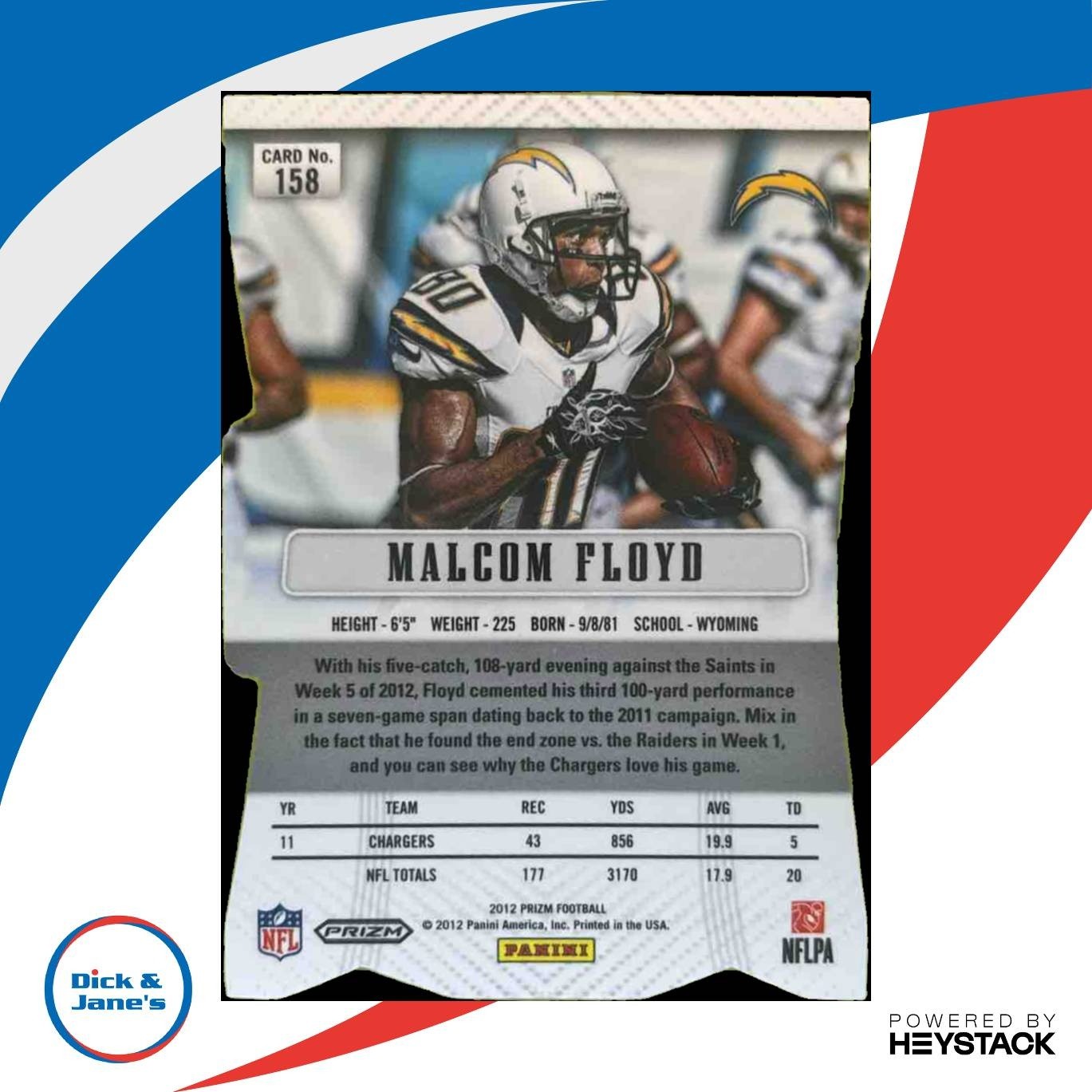 2012 Panini Prizm Malcom Floyd Prizms Red #158 San Diego Chargers