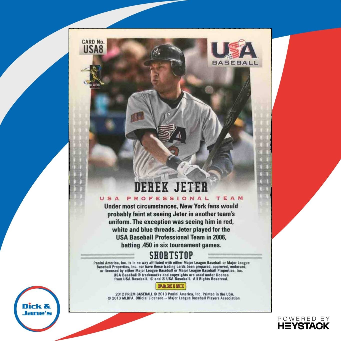 2012 Panini Prizm Derek Jeter USA Baseball #USA8
