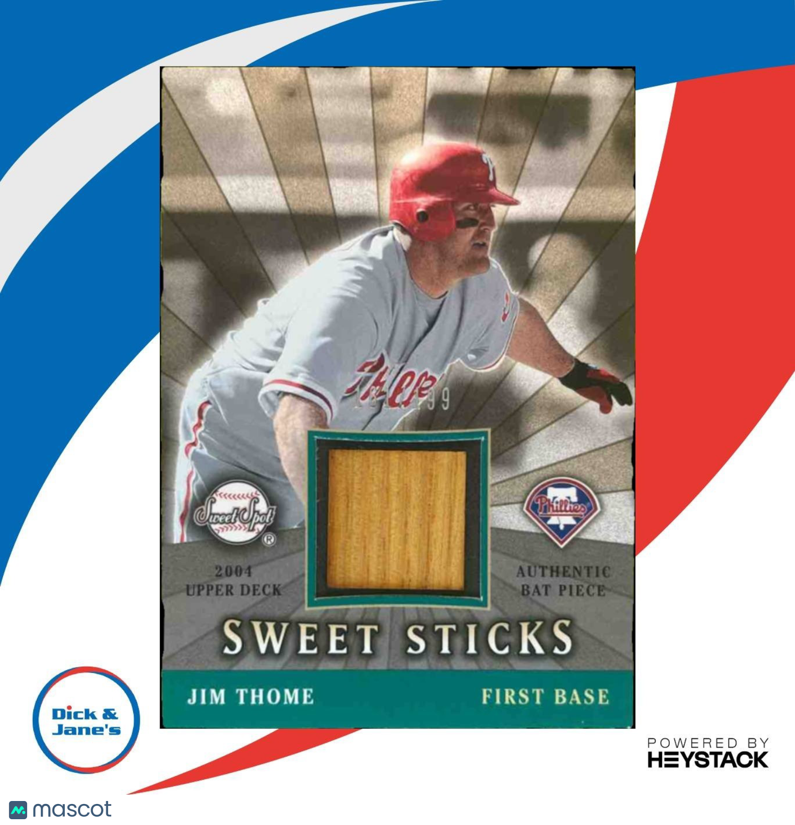 2004 Upper Deck Sweet Spot Jim Thome Sticks /199 #SSS-JT Philadelphia Phillies