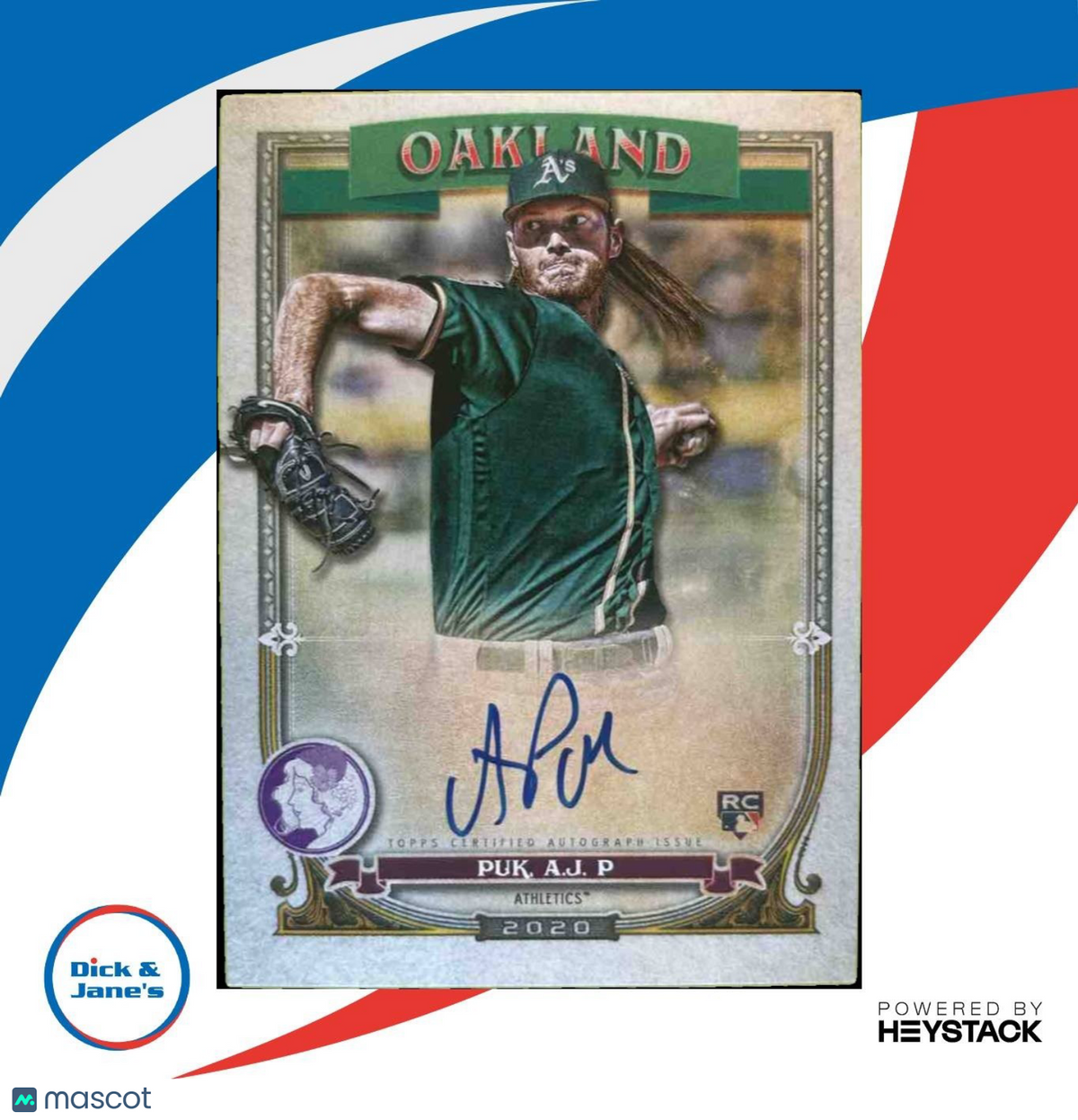 2020 Topps Gypsy Queen A.J. Puk Auto GQ Logo Swap 97/99 RC Oakland Athletics