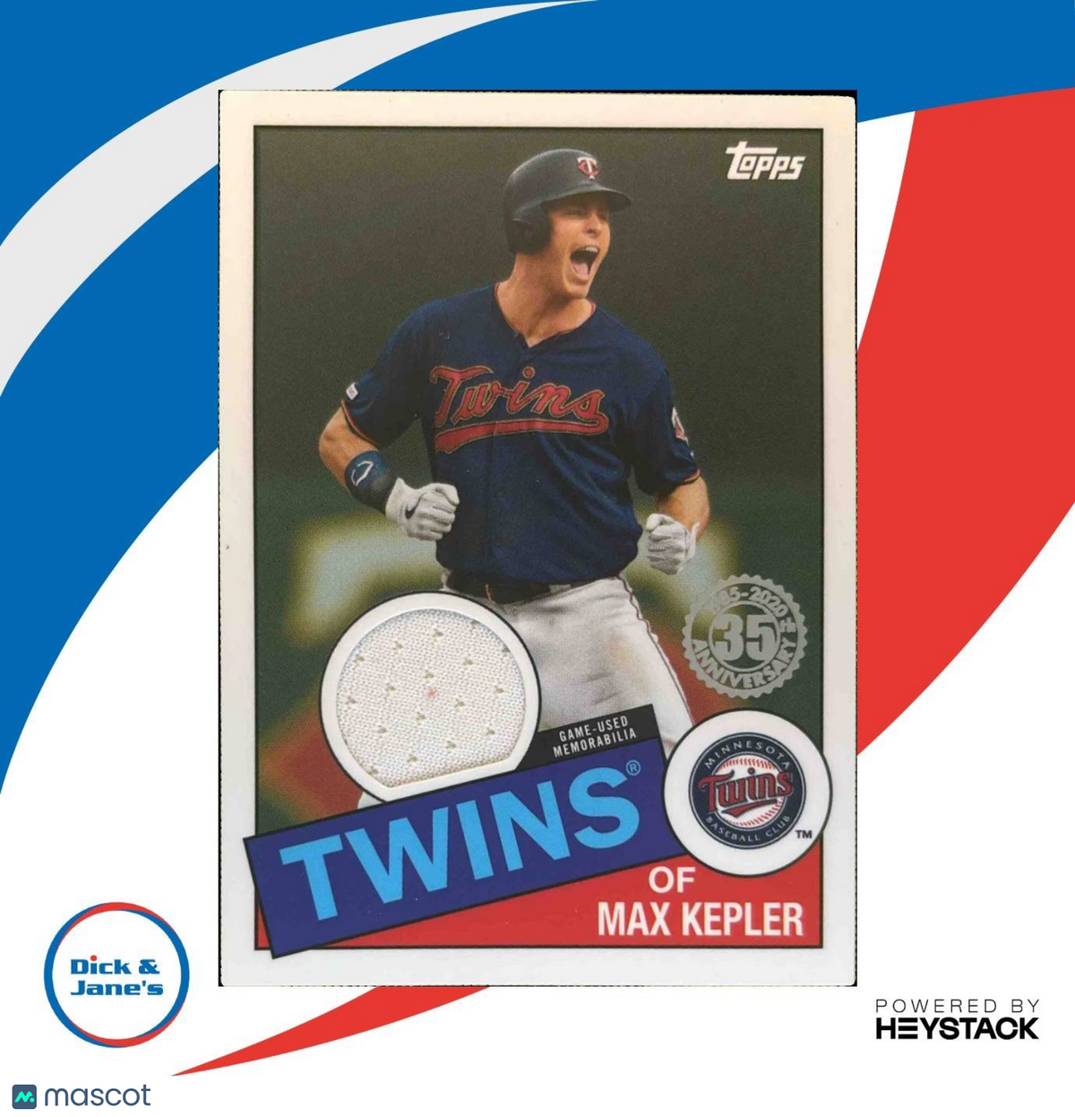 2020 Topps Max Kepler 1985 35th Anniversary Relics #85R-MK MEM Minnesota Twins