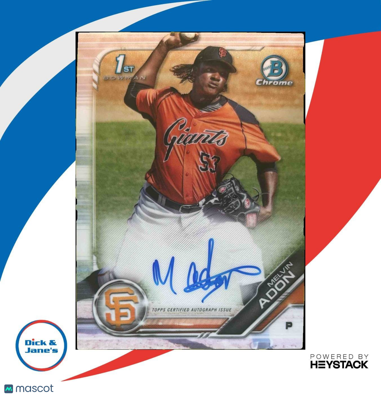 2019 Bowman Chrome Melvin Adon Auto #CPA-MA 1st Prospect San Francisco Giants