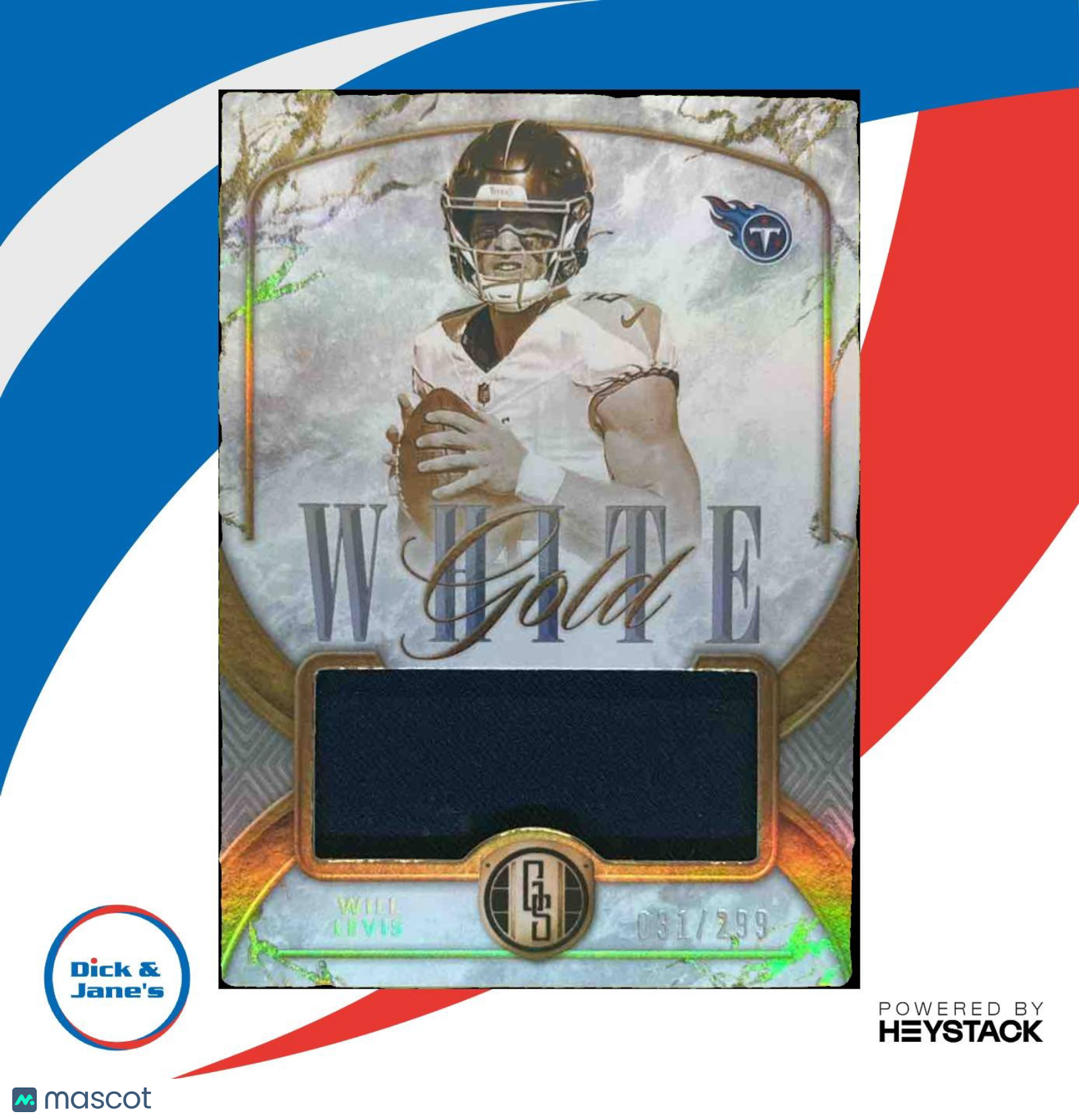 2024 Panini Gold Standard Will Levis White Memoribilia /299 MEM Tennessee Titans