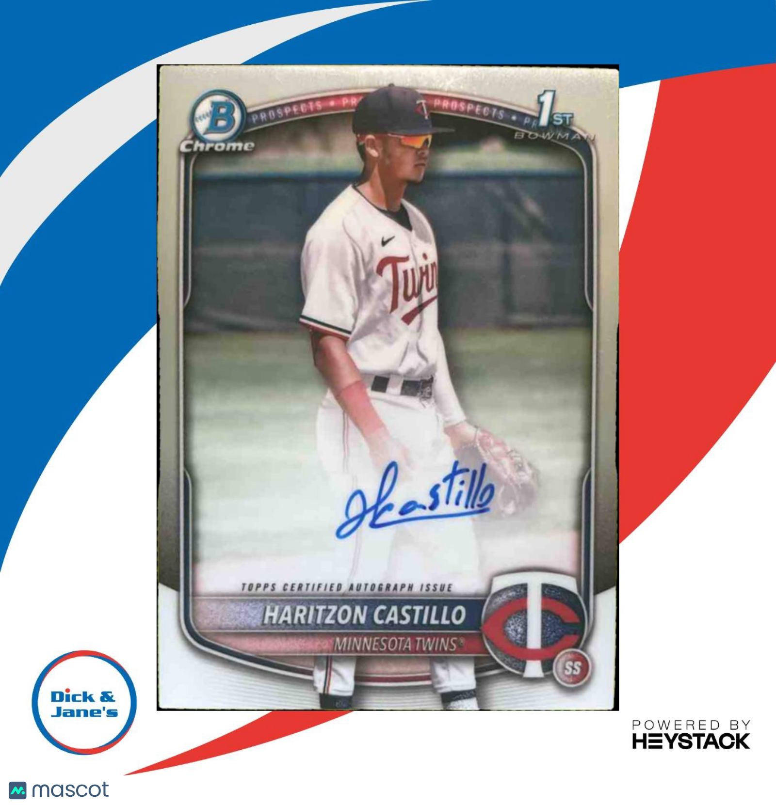 2025 Bowman Chrome Haritzon Castillo Auto #CPA-HC 1st Prospect Minnesota Twins