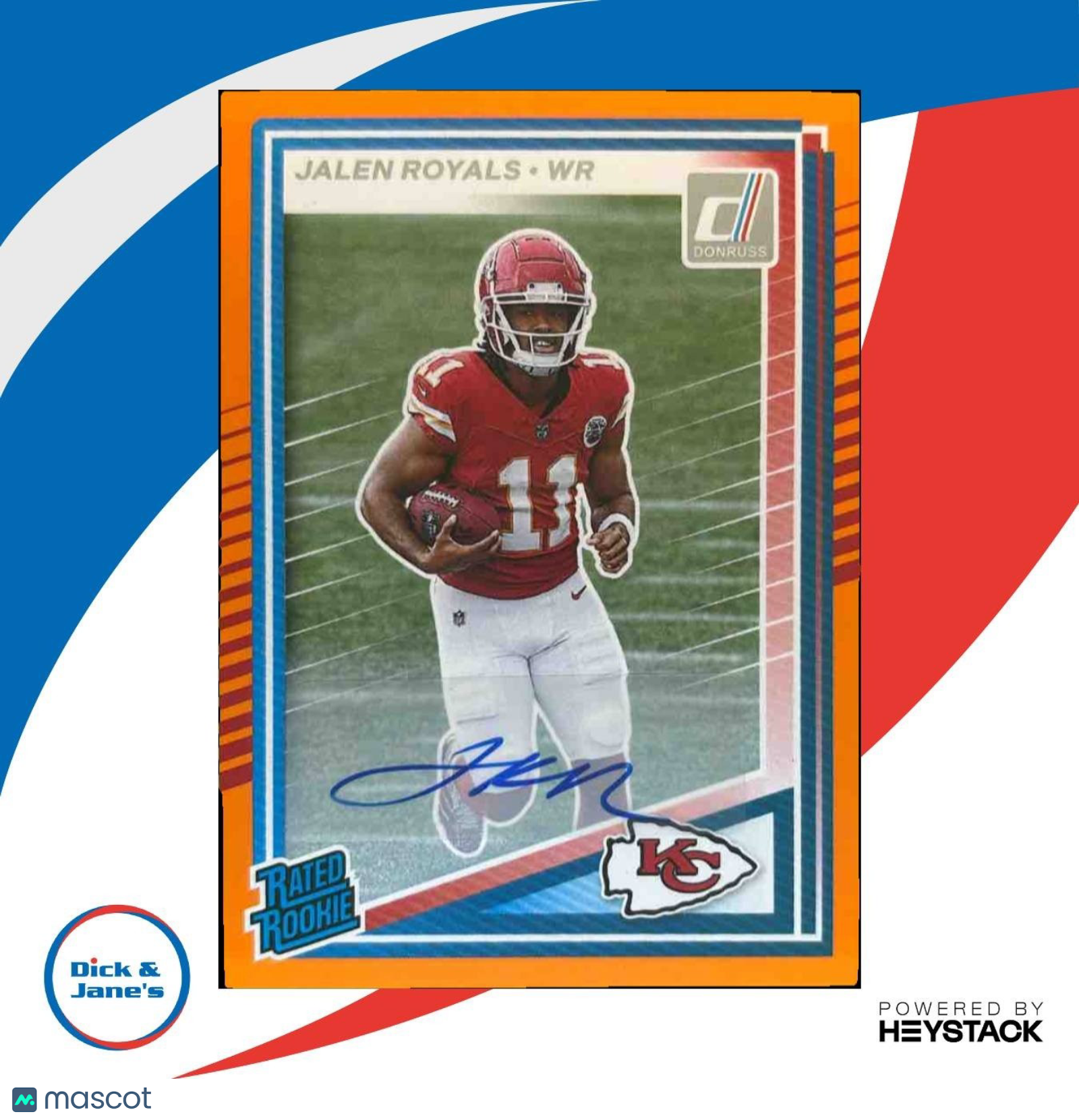 2025 Panini Donruss Jalen Royals Rated Rookie Auto Orange #321 RC Chiefs