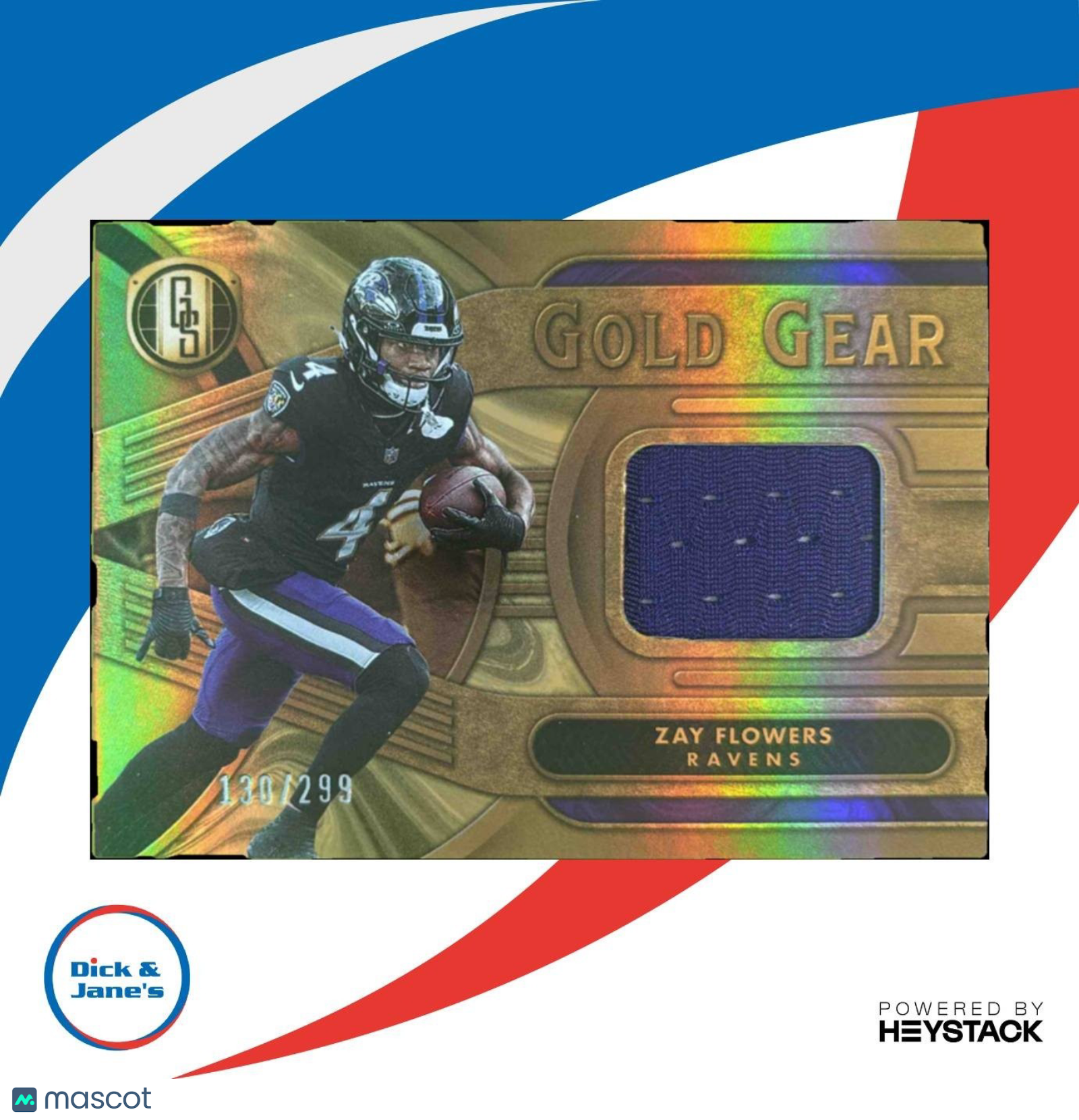 2024 Panini Gold Standard Zay Flowers Gold Gear /299 MEM Baltimore Ravens