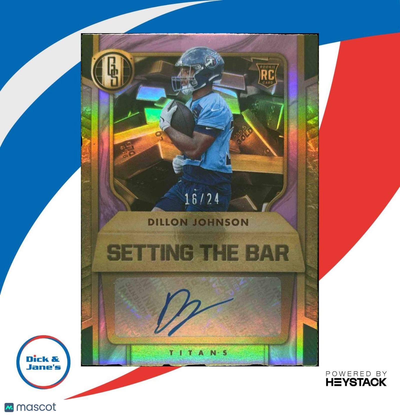 2024 Panini Gold Standard Dillon Johnson Setting the Bar Auto /24 RC Titans