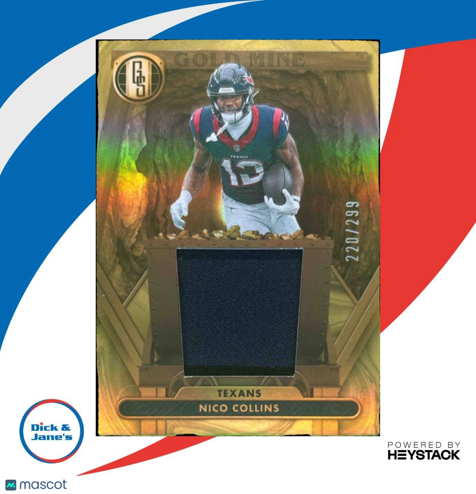 2024 Panini Gold Standard Nico Collins Gold Mine Patch /299 MEM Houston Texans
