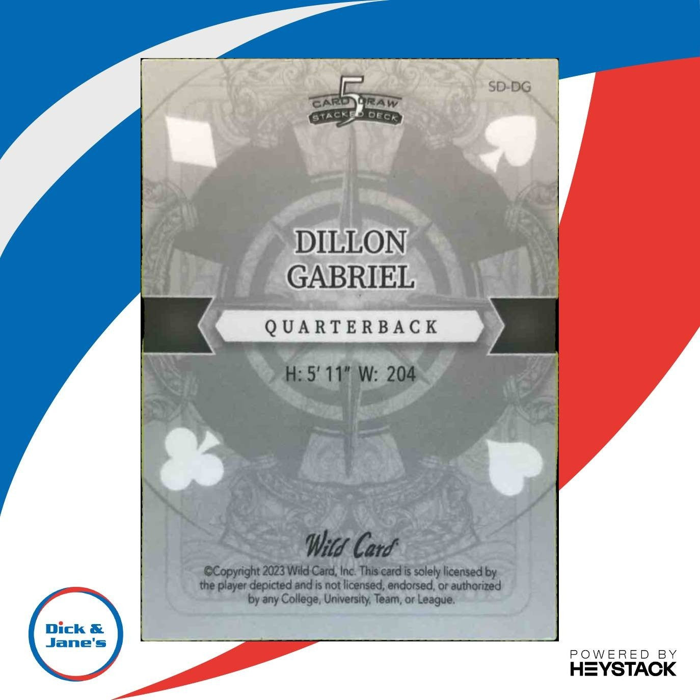 2023 Wild Card 5 Stacked Deck Promos Dillon Gabriel Ace of Spades /2 Ducks