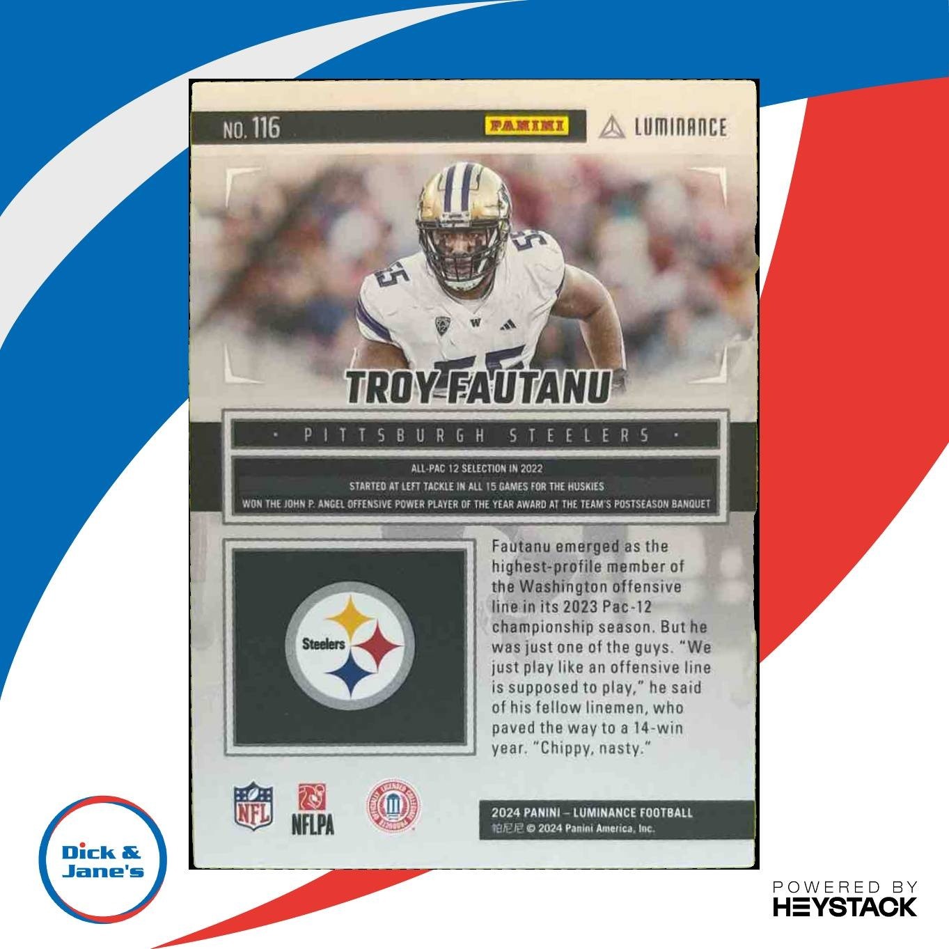 2024 Panini Luminance Troy Fautanu Red /25 #116 RC Pittsburgh Steelers