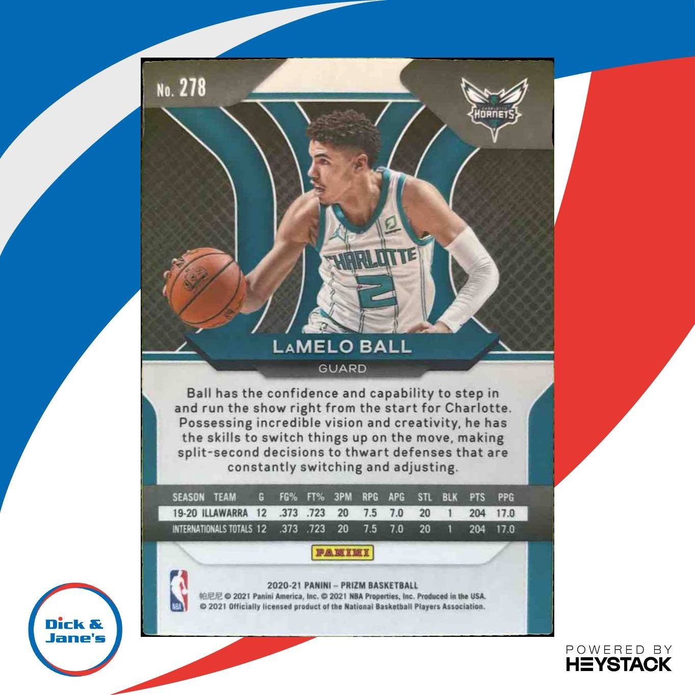 2020-21 Panini Prizm LaMelo Ball #278 RC Charlotte Hornets