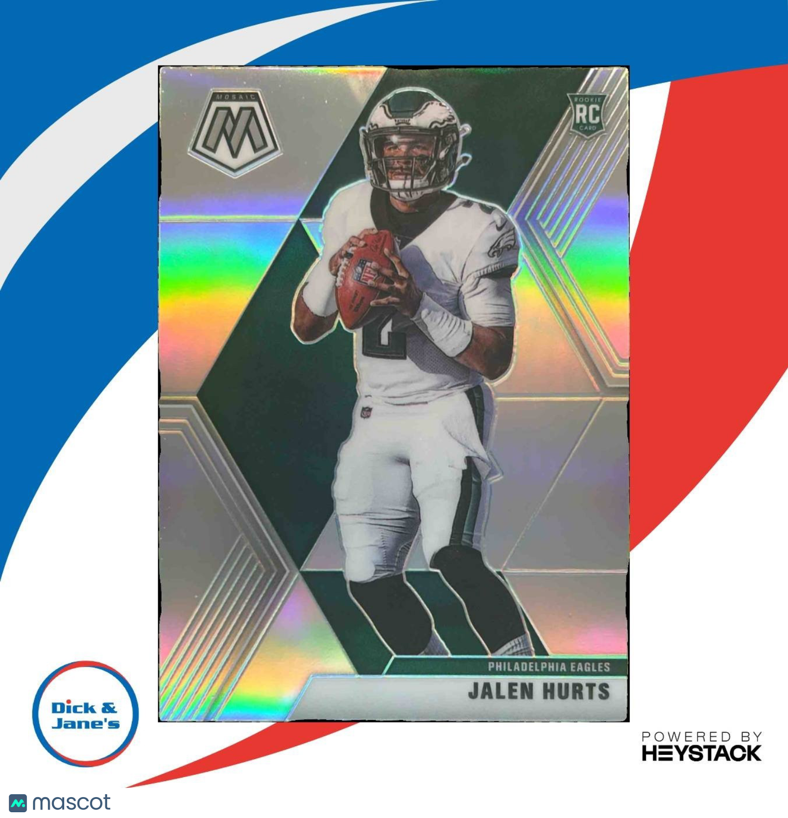 2020 Panini Mosaic Jalen Hurts Prizm Silver #222 RC Philadelphia Eagles