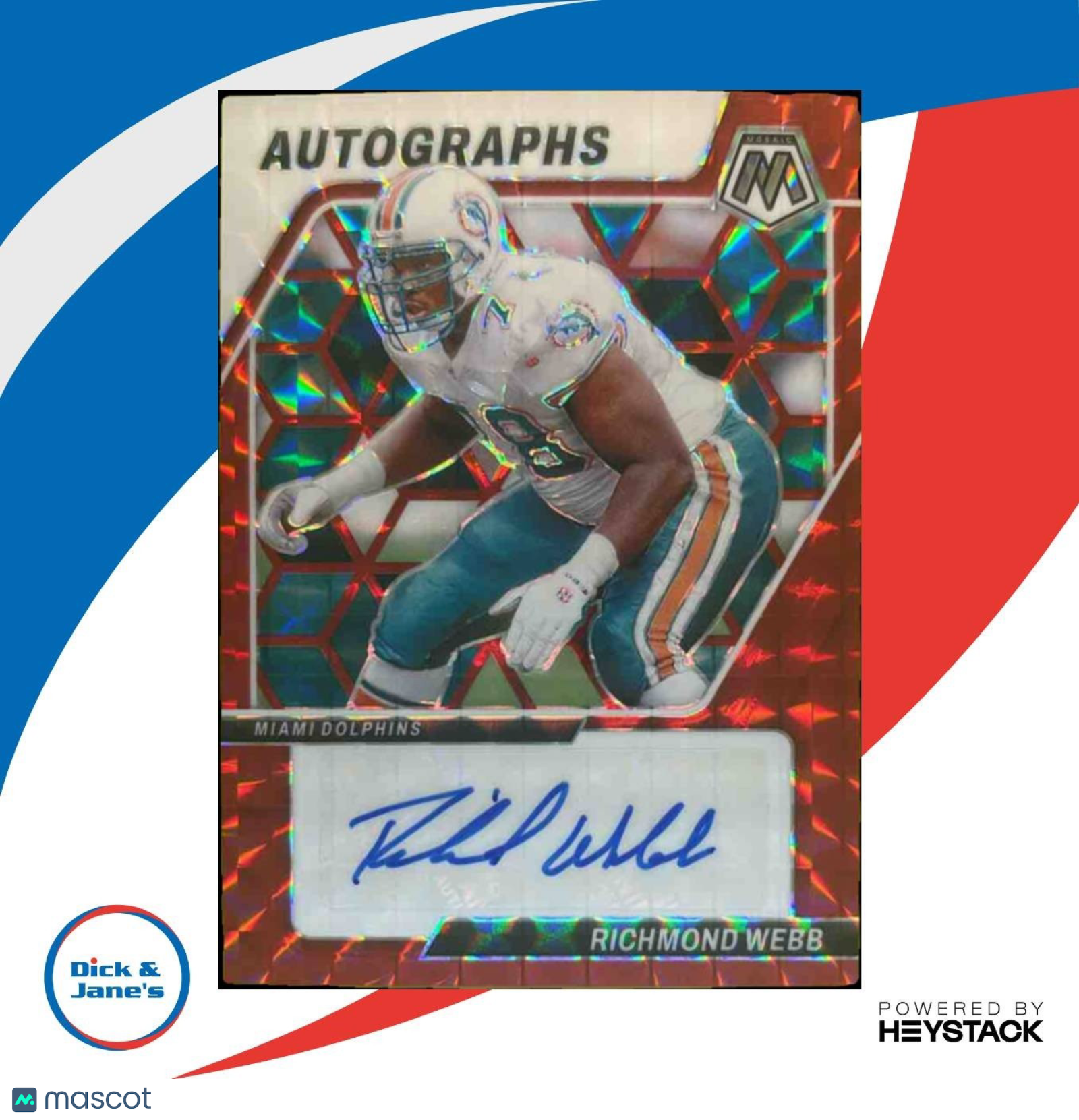2024 Panini Mosaic Richmond Webb Auto Red Prizm /199 #AM-RWB Miami Dolphins