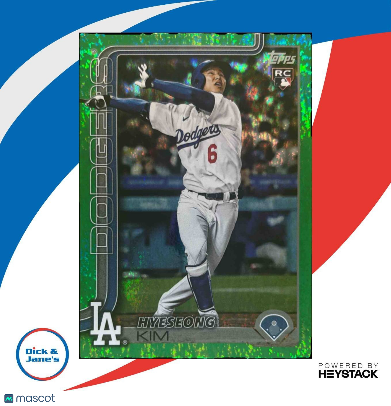 2025 Topps Hyeseong Kim Green Holo Foil 18/99 #573 RC Los Angeles Dodgers