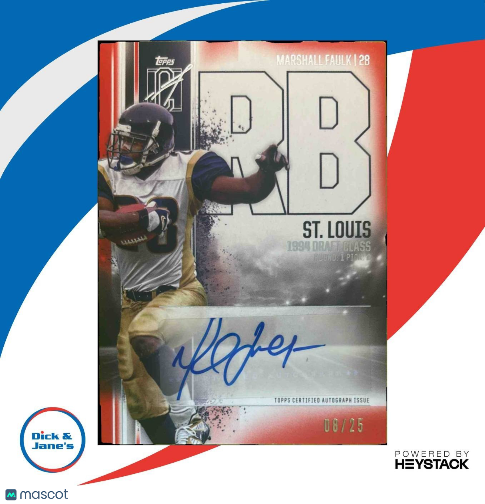 2024 Topps Signature Class Marshall Faulk Veteran Auto Red 8/25 St. Louis Rams