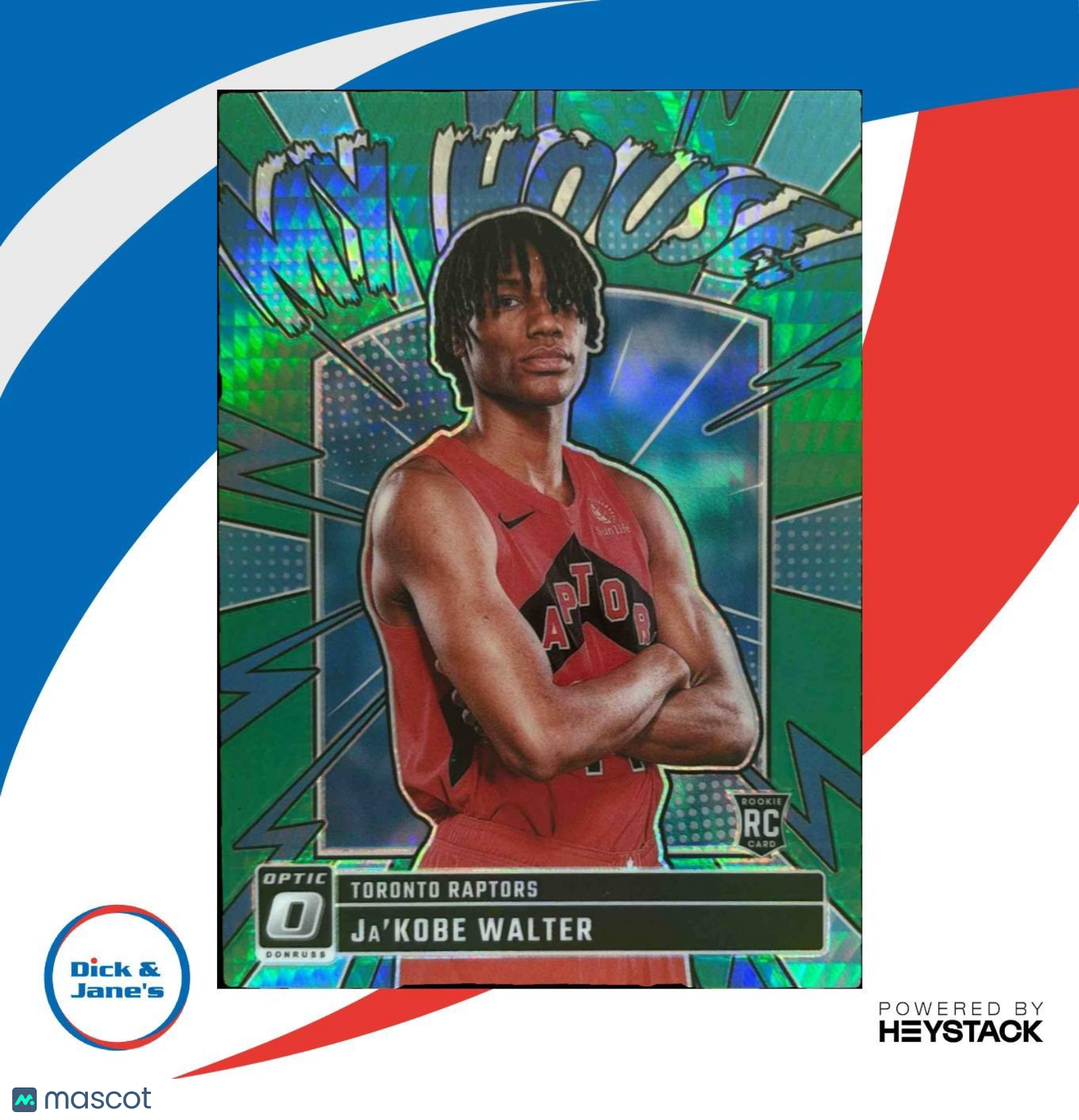 2024-25 Donruss Optic Ja'Kobe Walter My House Hyper Green /249 RC Raptors
