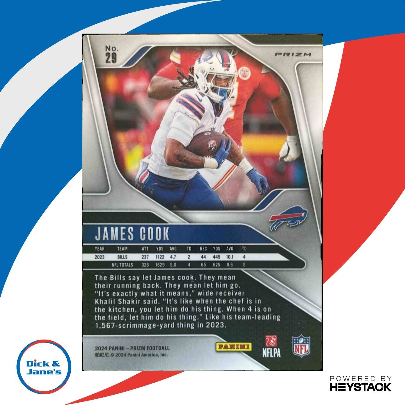 2024 Panini Prizm James Cook Press Proof SP #29 Buffalo Bills