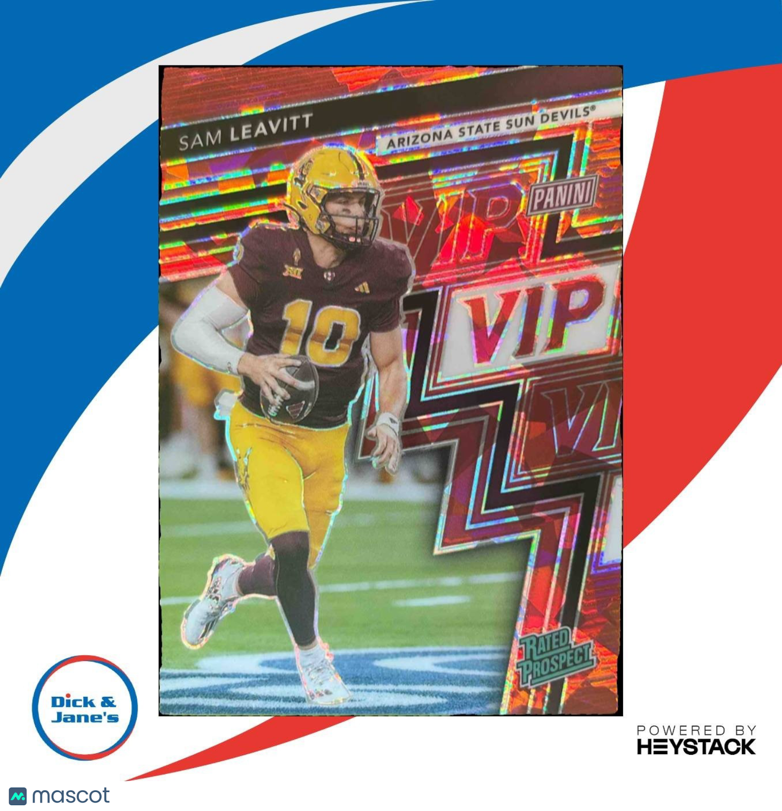 2025 Panini NSCC VIP Gold Packs Sam Leavitt Red Sparkle 53/99 Rated Prospect