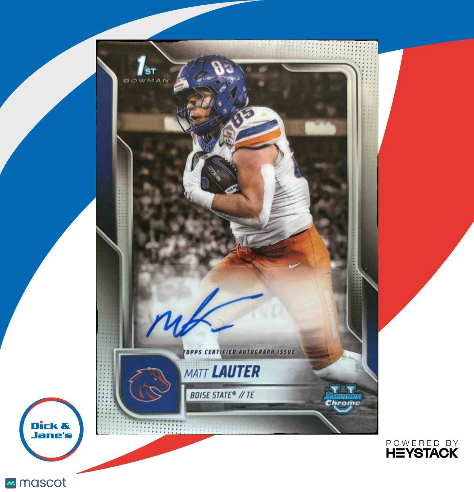2025 Bowman Chrome University Matt Lauter Prospect Auto Boise State Broncos